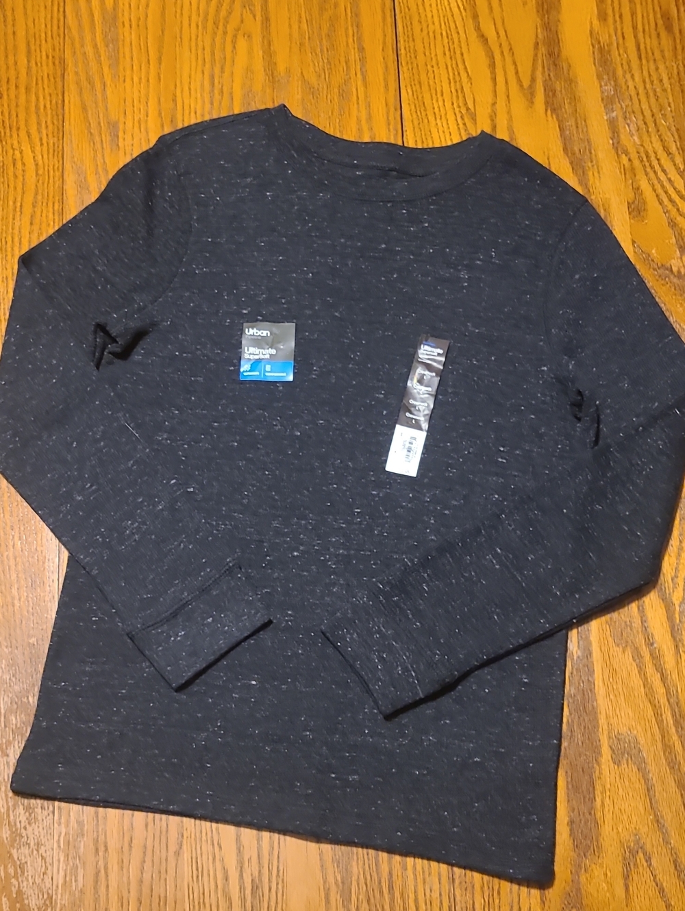 Long Sleeve NWT Crewneck Knit Shirt - Black Heather - Boy's Large